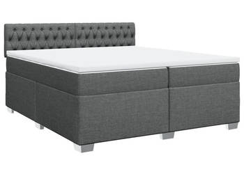 Łóżko kontynentalne z materacem ciemnoszara tkanina 200x200 cm WM-3286003