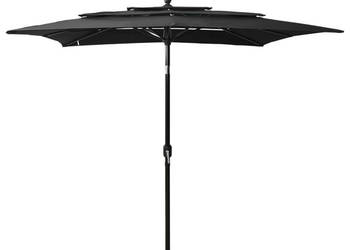 3-poziomowy parasol na aluminiowym słupku czarny 25x25 m WM-313842