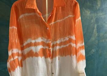 Koszula damska XS pomarańczowa Massimo Dutti len 100% wygoda styl komfort