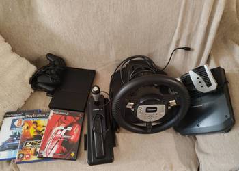 Konsola Sony Ps2 czarna + kierownica + 2 pady i gry