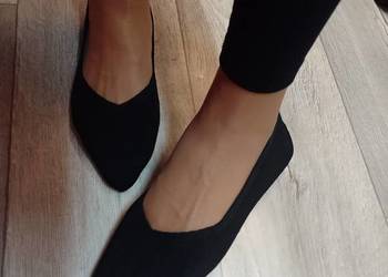 (40) Czarne, dzianinowe baleriny wieczorowe, NOWE