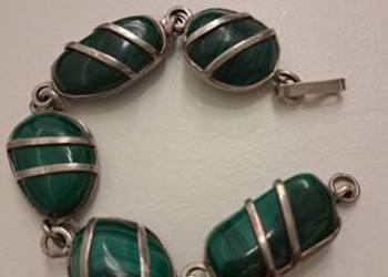 Bransoletka srebrna z malachitami Wa