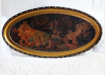 Duży Stary Obraz H. Zatzka Oleodruk z lat 20' 133x70cm Zabytek!