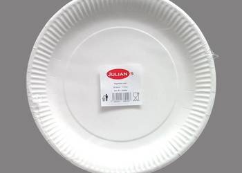 Duży talerz papierowy biały okrągły 23cm 20szt