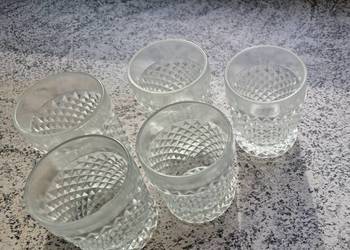 SZKLANKI 5 szt. do Whisky szkło prasowane lata 60-70 PRL-u vintage stare