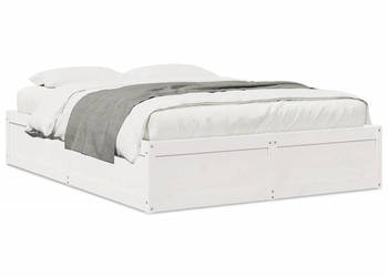 Rama łóżka bez materaca biała lite drewno sosnowe 140x190 cm WM-3282382