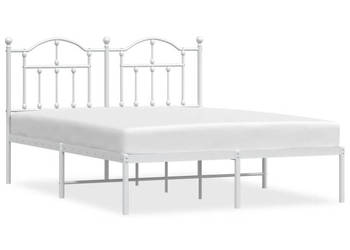 Łóżko Metalowe Białe Rama Łóżka Ze Stelażem Biała 135x190 cm WM-353487
