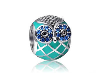 Pandora Charms Moments koralik zawieszka sowa sówka niebieska turkusowa