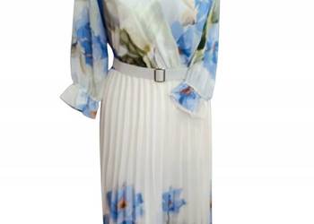 Elegancka sukienka na wesele, komunię szyfonowa plisowana biust-102cm