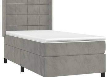Łóżko kontynentalne z materacem i LED szare aksamit 100x200cm WM-3139547