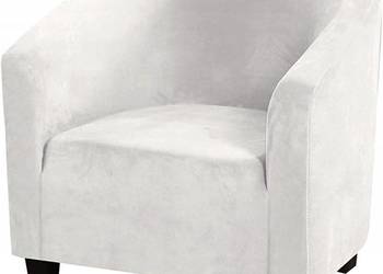 Welurowy Pokrowiec na Fotel Sofę Jednoosobową Rozciągliwy Beżowy