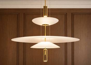 Designerska Lampa Wisząca PLATER Złota Nowoczesny Żyrandol Nowość Glamour