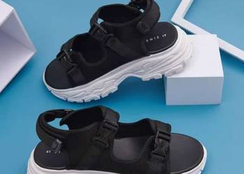 sandaly wedges platformy czarne bialy buty 36 sinsay