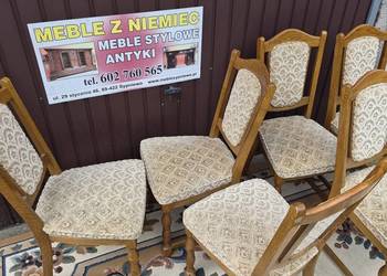 Stylowe solidne krzesła dębowe tapicerowane 6 sztuk !!
