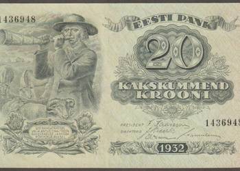 ESTONIA 20 KORON 1932 - STAN BANKOWY - UNC -