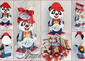 Komplet na URODZINY ze słodyczami*Panda z PLECAKIEM * Roczek * Kinder