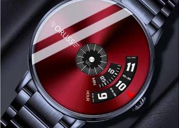 Kolekcjonerski zegarek unisex z futurystyczną tarczą czerwony
