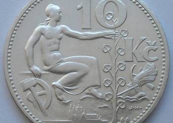 CZECHOSŁOWACJA 10 KORON 1932 - KOBIETA Z DRZEWKIEM - SREBRO