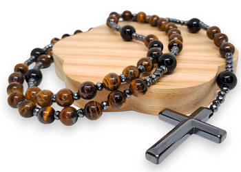 Różaniec z onyksu i tygrysiego oka, ONYKS, TYGRYSIE OKO #1233