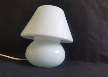 Stara biała szklana lampa, lampka Grzybek design PRL
