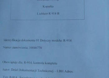 dtr instrukcja obsługi koparka liebherr R914B i inne