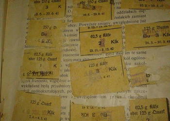 oryginalne odcinki kartek zywnosciowych 1940 -41r