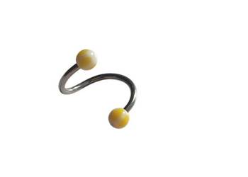 Kolczyk kółko twister żółto biały brwi nos wargi 1 x 12 x 3 mm