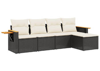 5-cz. zestaw wypoczynkowy do ogrodu poduszki czarny rattan PE WM-3259158
