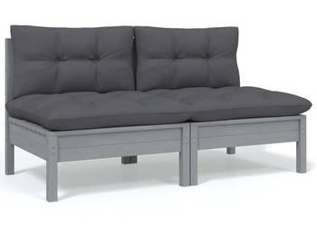 2-osobowa sofa ogrodowa z poduszkami szara drewno sosnowe WM-806654