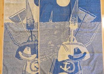 RĘCZNIKI FROTE zestaw 2 szt 70x140 cm niebieskie lata PRL vintage ale nowe