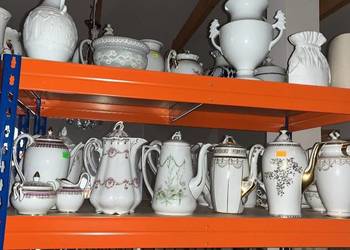 Dzbanek do kawy. Bez sygnatury. Biało złoty. Secesja