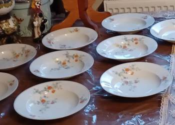 PRAWIE 100 LETNIE SPRAWNE SYGNOWANE PORCELANOWE 9 SZT GLEBOKIE TALERZE ZA 8
