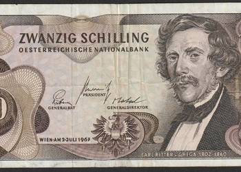 AUSTRIA 20 SCHILLING 1967 - CARL RITTER - T