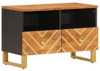 Szafka pod TV brązowo-czarna 70x335x46 cm lite drewno mango WM-356784