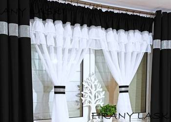 Firana 400x150 FIRANY firanki gotowe białe czarne