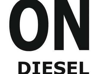 Napis naklejka ON DIESEL czarna bez tła z folią transportową