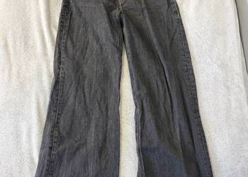 Spodnie dżinsy jeansy high waist wide leg czarne H&M