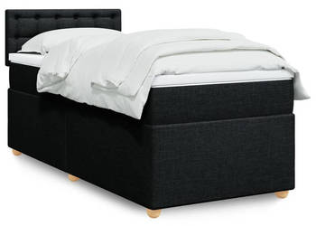 Łóżko kontynentalne z materacem czarne tkanina 90x190 cm WM-3286551