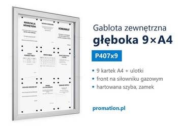 Gablota zewnętrzna zamykana 9×A4 do przychodni, apteki i DPS P407x9