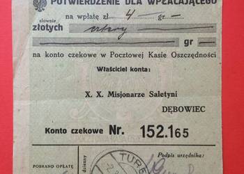 ( 2555 ) Potwierdzenie Dla Wpłacającego Z 1937 Roku ( 2555 ) Potwierdzenie Dla Wpłacającego Z 1937 Roku