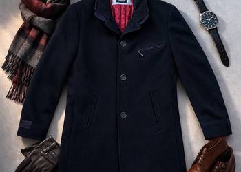 LASSAR - Czarny wełniany płaszcz z grubego flauszu (roz.176)