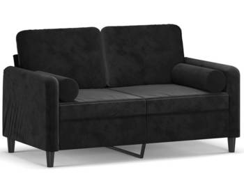 2-osobowa sofa z poduszkami czarna 120 cm aksamit WM-3200876