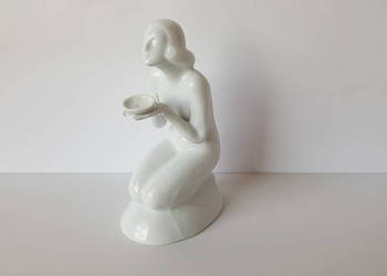 Stara porcelanowa figurka Klęcząca Kobieta / Kapłanka, Giesche / Bogucice