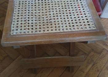 Taboret krzesełko rattan małe vintage składane retro