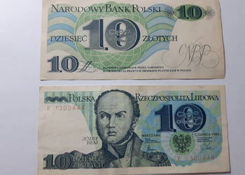 Banknot 10 zł 1982 Józef Bem 2 szt.