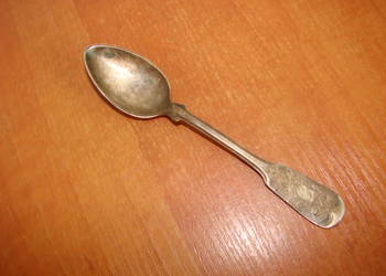 stara łyżeczka do cukru z monogramem, sygnowany plater