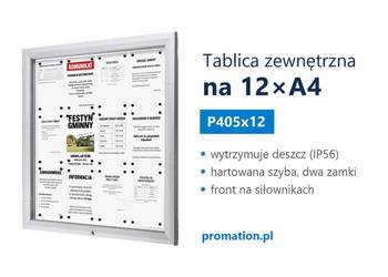 Tablica ogłoszeniowa zewnętrzna 12×A4 do osiedla, gminy i uczelni P405x12
