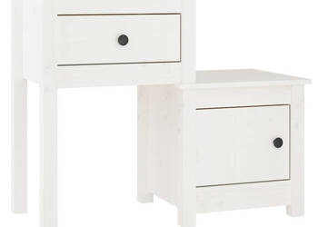 Szafka nocna biała 795x38x655 cm lite drewno sosnowe WM-814541