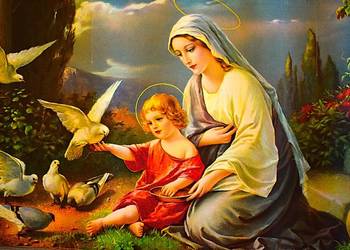 Maryja z Dzieciątkiem - dawny oleodruk z końca XIX wieku