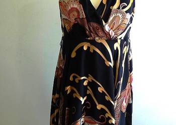 Sukienka Jedwabna Jedwab Wiskoza Trapezowa Zwiewna Wizytowa Imprezowa